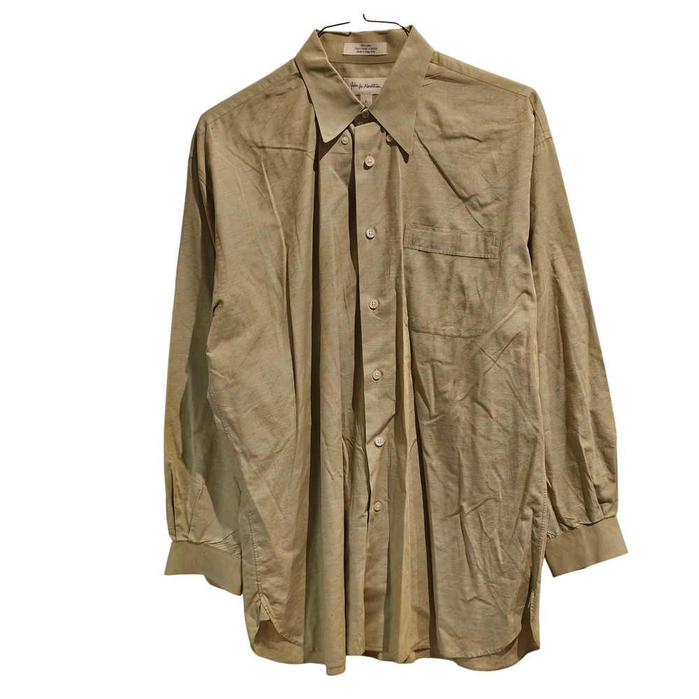 John W Nordstrom Mens Tan Long Sleeve Button Down Shirt 100%‎ Cotton Size L